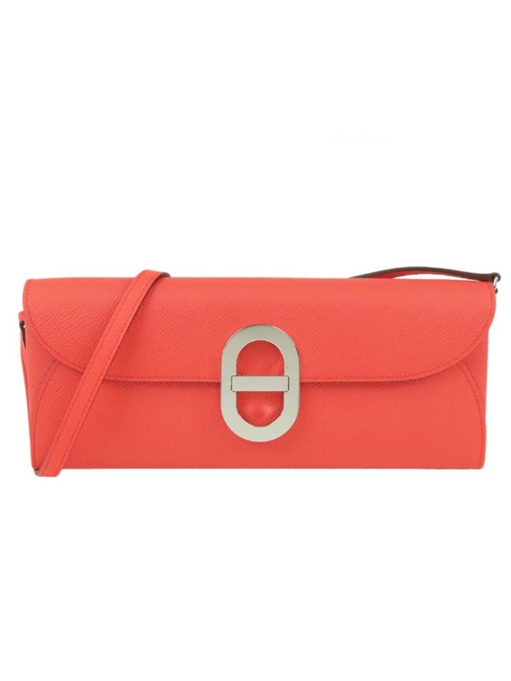 Hermes Chaine D'Ancre to Go Rose Texas Silver Epsom Wallet Clutch Shoulder Bag